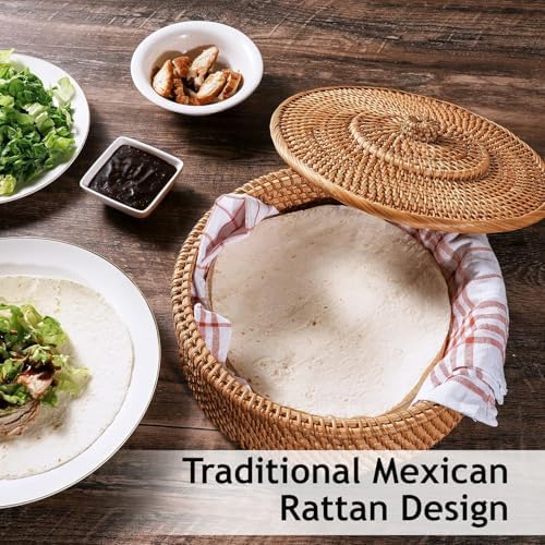 Tortillada - Tortilla Warmer 10 inch Rattan – Handmade Bread Basket