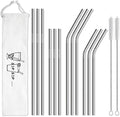Hiware 12-Pack Reusable Stainless Steel Metal Straws with Case - Long