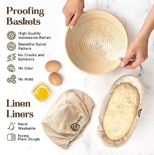 ABIOTO Sourdough Bread Proofing Baskets and Baking Supplies - 14-Piece