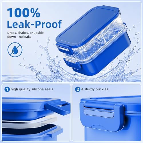 74 OZ Bento Lunch Box with Lunch Bag, Blue