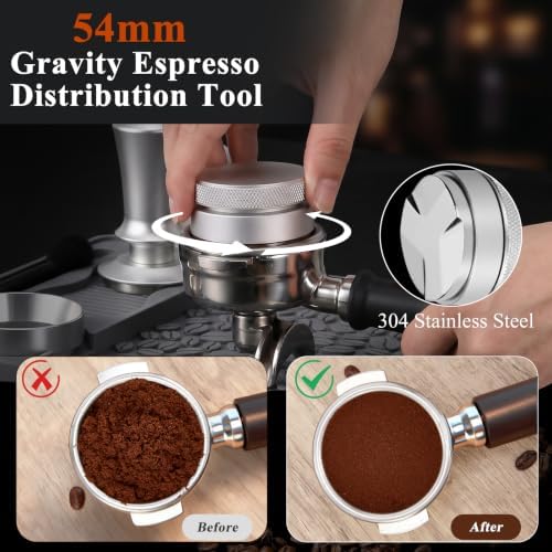 7PCS Espresso Accessories Kit with 54mm Espresso Tamper, Silver