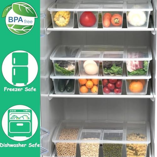 Taiuloo 2 Pack Divided Veggie Tray with Lid, Salad Bar Containers for