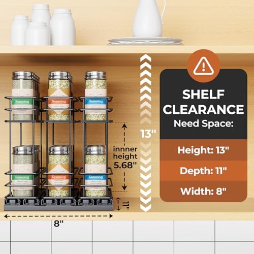 Mystozer Pull Out Spice Rack Organizer for Cabinet, Slide Out Spice