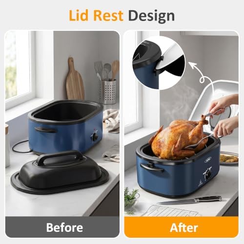 SUNVIVI 28QT Roaster Oven with 3 Buffet Server for Whole Turkey Up To
