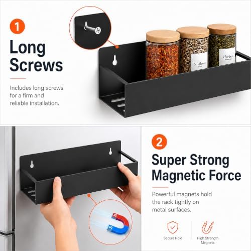 SMRCAD 6-Pack Metal Magnetic Spice Rack