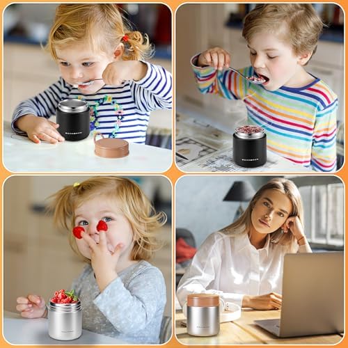 15.2 oz Kids Thermo Food Jar for Hot Food & Soup, Folding Spoon, Green