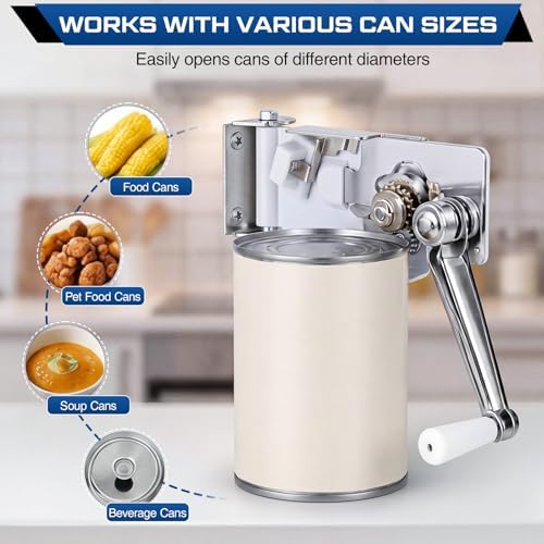2 Pcs Wall Mount Can Opener with Magnet Under Cabinet Manual Can