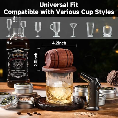 Whiskey Smoker Kit with Torch - 6 Flavors Wood Chips, 2 Glasses, 2 Ice