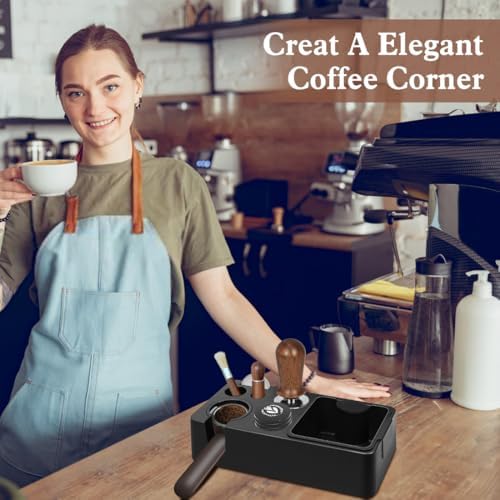 Y-Step Espresso Knock Box, 8 in 1 Espresso Tamping Station ABS for