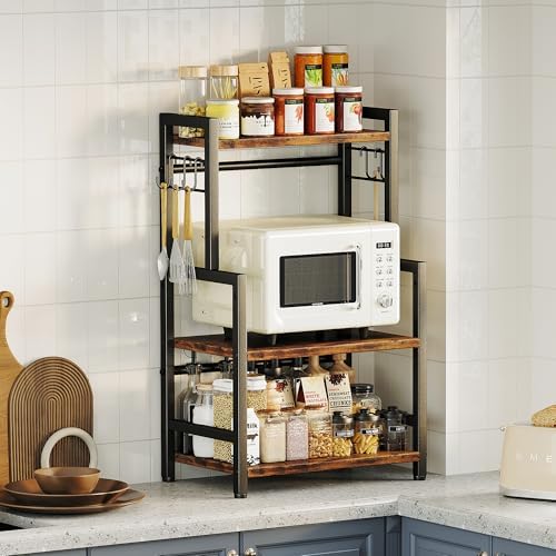3-Tier Countertop Spice Rack Organizer with 5 Hooks
