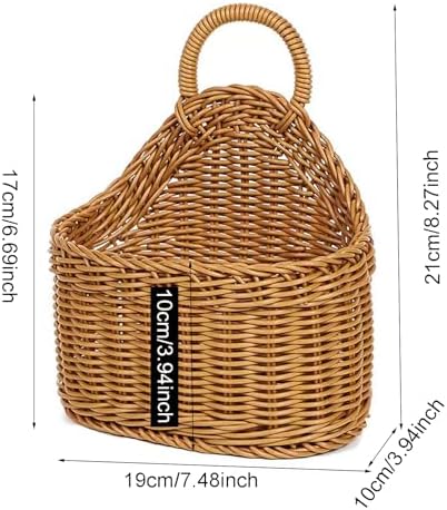 2Pcs Hanging Storage Baskets, Plastic Woven Hanging Basket with Hook