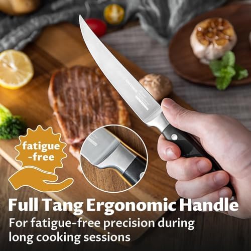 OAKSWARE Steak Knives Set of 4, 5 Inch Non Serrated Knife, Full Tang