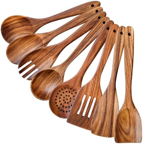 8 Piece Teak Wooden Kitchen Utensil Set