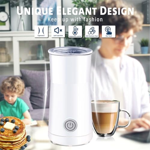 Huogary 2-in-1 Milk Frother and Steamer, White