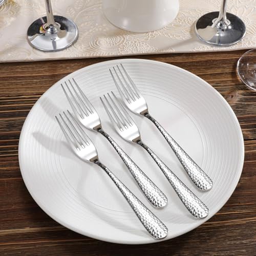 KEAWELL Premium Louise Hammered 4-Piece Fork Set (4, 8" Dinner Forks)