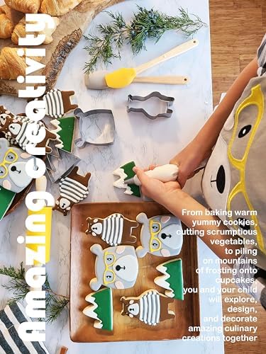 Kids Baking Set 35-Piece with Teddy Bear Apron, Kid Friendly Knives