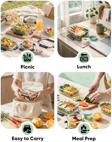 BiuLeon 40 PCS Glass Food Storage Containers with Lids