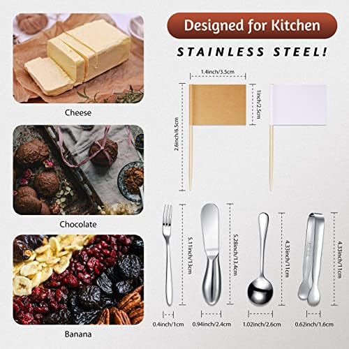 Patelai 14 Pcs Cheese Spreaders Stainless Steel Charcuterie Set,Silver