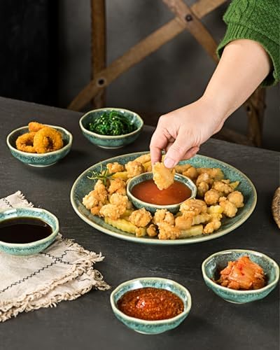 Dipping Bowls Set of 6, 3 oz Ceramic Soy Sauce & Condiment Dishes