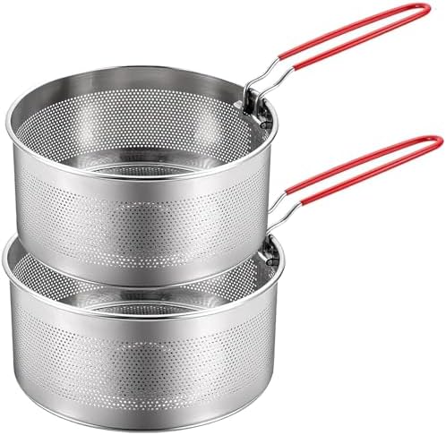 Pasta Strainer Set of 2, Stainless Steel Noodle strainer with