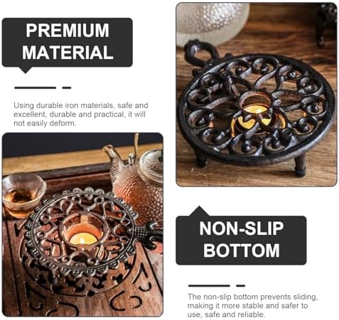 Iron Teapot Warmer for Tealight Candle Heating with Hollow Design