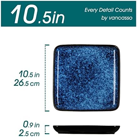 vancasso Square Dinner Plates Set of 4, 10.5 Inch Ceramic Dessert