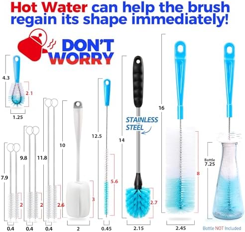 Holikme Bottle Brush Tube Cleaning Set, White