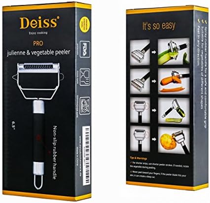 Deiss PRO Dual Julienne Peeler & Vegetable Peeler - Non-slip Handle