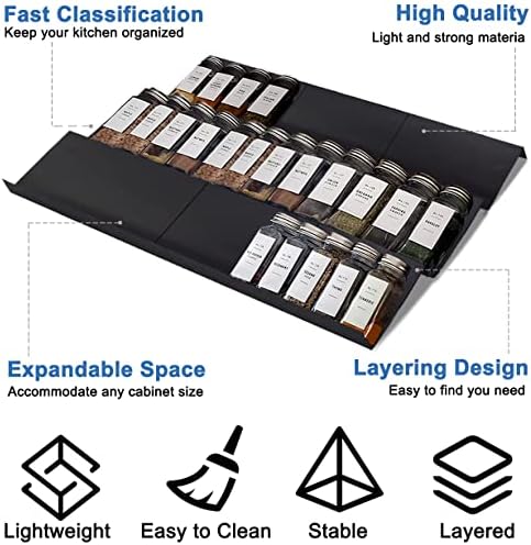 Spice Drawer Rack Organizer Insert for Kitchen Cabinet, Pack of 9