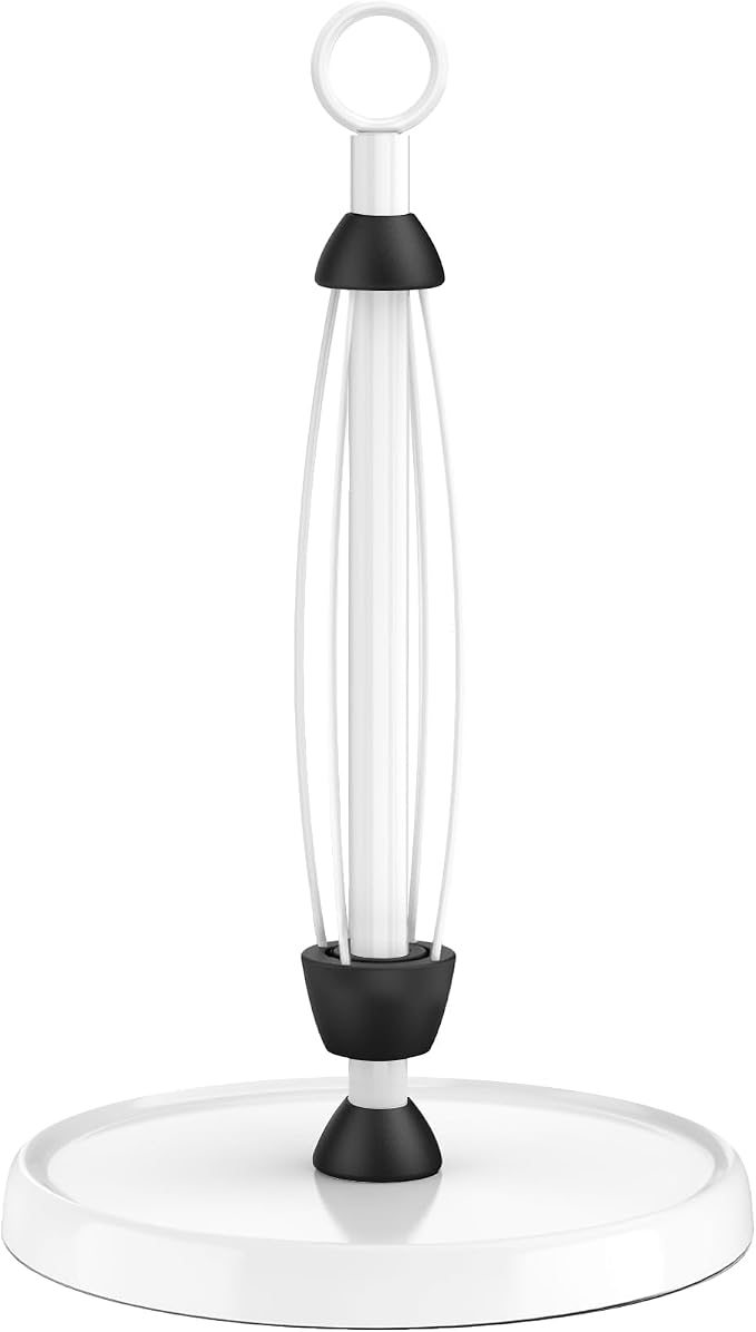 White Paper Towel Holder Countertop, One-Handed Tear, Stainless Steel, Weighted by HZE