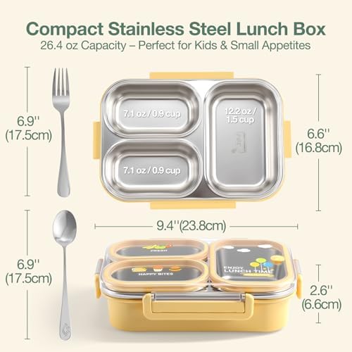 NUKied Stainless Steel Lunch Box, 3 Compartments