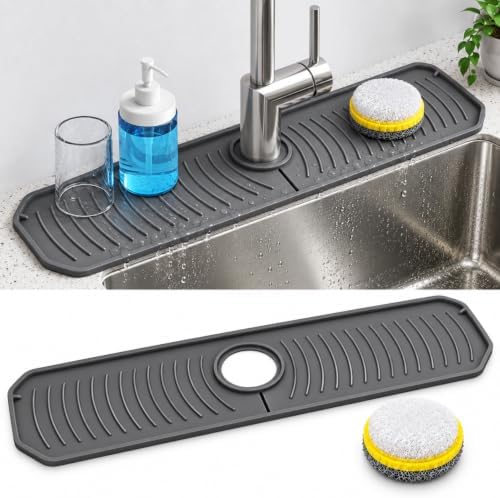 Sink Faucet Mat for Kitchen Sink, Handle Scrubber Sponge