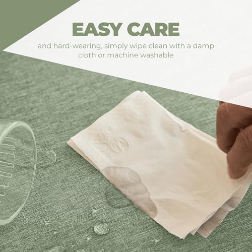 Decorelia Faux Linen Round Tablecloths 60 inch, Waterproof Decorative