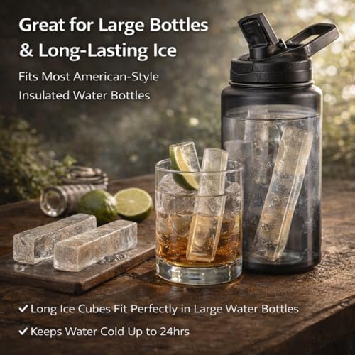 Large Silicone Ice Cube Trays for Tall Bottles, Long Ice Stick Mold