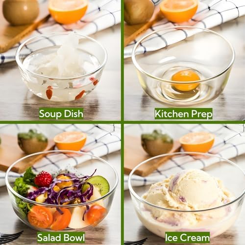 12 Pieces Small Glass Bowl Set, 10 oz Clear Prep Dessert Bowls