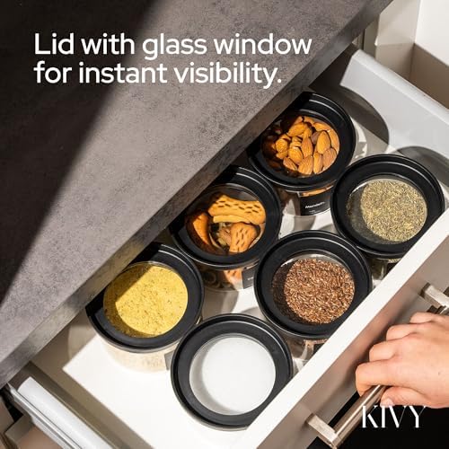 KIVY Airtight Glass Jars with transparent Lids & Labels 3x 40oz