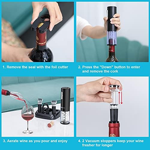 Moocoo Electric Wine Opener with Charging Base, Cordless Electric Wine