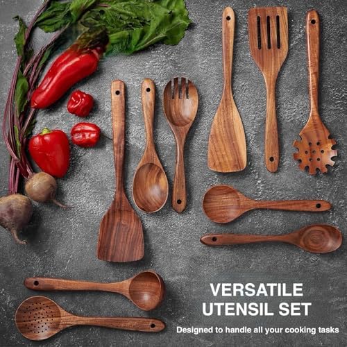 10-Piece Teak Wood Cooking Utensil Set