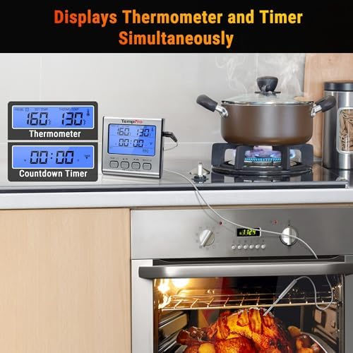 TempPro TempTrack Digital Meat Thermometer, Dual Probe