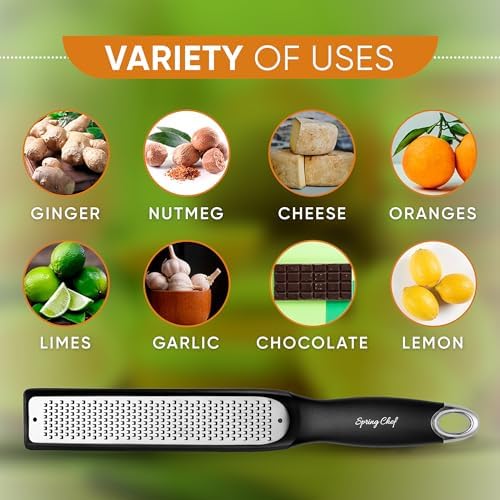 Spring Chef Stainless Steel Lemon Zester - Garlic & Ginger Grater