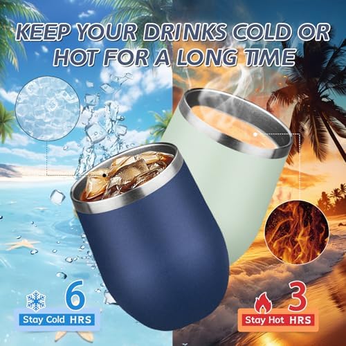 12oz Stemless Wine Tumbler with Lid Double Wall Insulated Wine Cup