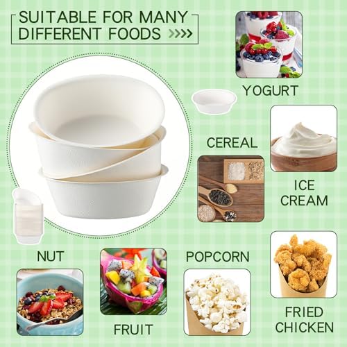 Dandat 500 Pcs 6 oz Small Disposable Paper Bowls Bulk, White