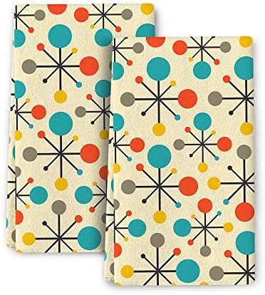 Mid Century Fifties Modern Atomic Retro Kitchen Dish Towels Set of 2
