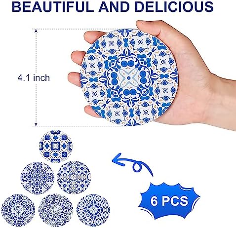 Ceramic Coasters for Drinks Absorbent - Metal Holder Set, Dry & Clean