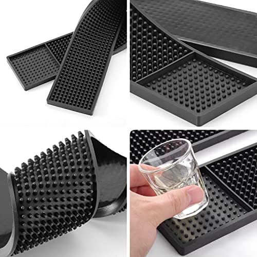 2PCS 23.65 x 3" Rubber Bar Mats, Non-Slip Bar Service Spill Mat for