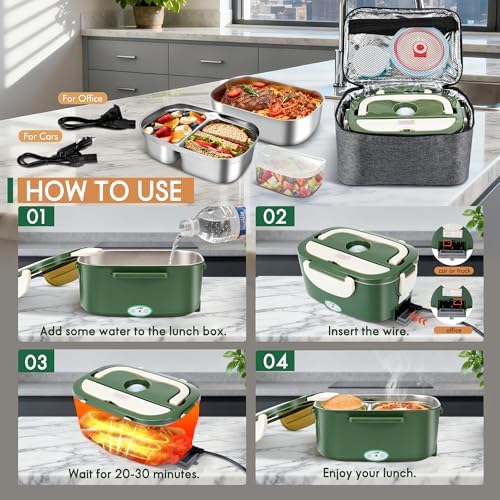 AOSION 80W Electric Heated Lunch Box, 1.5L