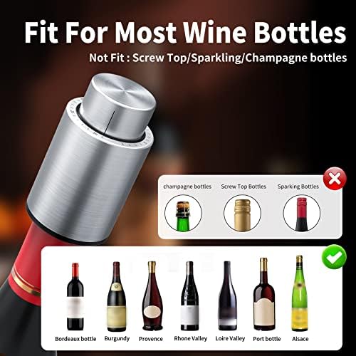 Wine Bottle Stoppers,2-in-1 Vacuum Wine Stopper,Stainless Steel Wine