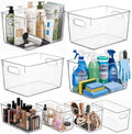 MOONEDGE 8 Pack Clear Plastic Storage Bins