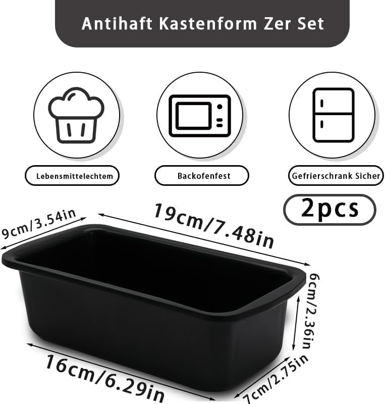 2PCS Small Loaf Pan for Baking Bread, 1lb Bread Loaf Tin, 7.5 x 3.5 x