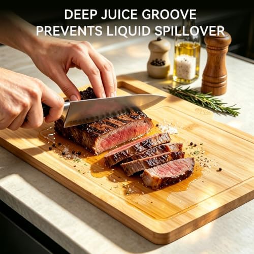 VaeFae Bamboo Cutting Board Set with Storage Rack